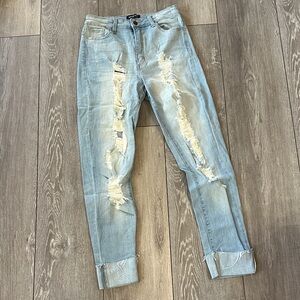 Fashion Nova Light Blue Distressed Jeans